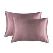 Satin Pillowcase Set of 2 Silk Pillow Cases for Hair and Skin Satin Pillow Covers 2 Pack with Envelope Closure (51*66cm Rosewood)
