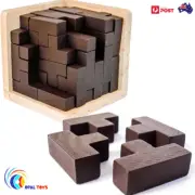 3D IQ Puzzle Rubiks Cube Brain Teaser Wooden Game Tetris Jigsaw Box Blocks Toy