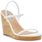 Steve Madden Womens Udell White Leather Wedge Sandals Shoes