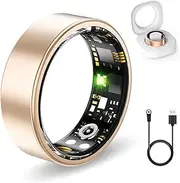 Health Rings for Women Men, Fitness Tracker with Heart Rate,Blood Oxygen, Blood Pressure, Sleep Tracker, Step Tracker, No Subscription Fee, IP68 Waterproof Smart Ring for iphone & Android (Gold 11#)