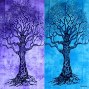 Cotton Tie-Dye Tapestry Hippie Bohemian Tree of Life Wall Art Blue Purple Green