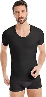 [FINN] Men's Figure-Shaping Compression Shirt with Tummy Control Effect - Short Sleeve Shapewear Undershirt Made of Cotton - Body Shaper for a Flatter Stomach
