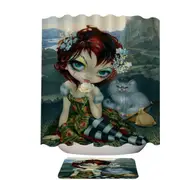 The Fool Card Beautiful Nomad and Her Cat Shower Curtain