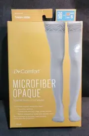 Dr. Comfort Unisex Microfiber Medical Compression Thigh High 20-30mmHg Beige Sm