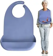 Kinggrand Kitchen Adult Bibs for Men Women Washable Silicone Adult Bibs for Elderly with Crumb Catcher