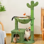 Cactus Cat Tree 40" Cat Tower Large Metal Carpet Hammock Cat Scratching Post