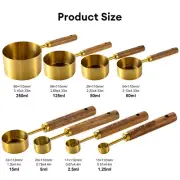 4/8Pcs Wooden Handle Stainless Steel Measuring Cups Spoons Set Baking Tools
