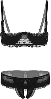 [GRRKDFQ] Women'S Lingerie Lace Bustier Bra Open Gear Lingerie Set