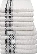 Italian Bed Linen Pack of 10 Kate Sponges Cotton Diamond Light Grey/Dark Grey 50 x 100 cm