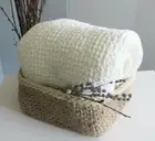 Waffle bath towel linen and cotton blend, thick bath sheet for spa sauna