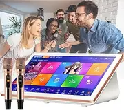 Karaoke Machine,18.5-Inch Capacitive Touch Screen Karaoke System with Wireless Microphone, 4K High-Definition, Phone App Control,27 Languages,for Bar Home Party,Bar(White,8TB)
