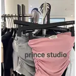 💞PRINCE💞CHIC微性感短版皺摺標籤平口背心 歐美時尚 歐膩穿搭 修飾身形 拉長比例 超百搭 連線款