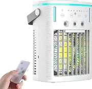 Portable Air Cooler, Mobile Air Conditioning, 3 Wind Speeds, 3 Timers, 1000Ml Water Tank, 3 Spray Heads, Seven-Color Lights, Remote Control, Adjustable Wind Direction, for Home and Dormitory