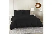 Super King Size Black Color 1000TC 100% Cotton Quilt Doona Duvet Cover Pillowcase Set