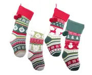 C331 4PCS Christmas Snowflake Pattern Socks Gift Bag Christmas Candy Bag Christmas Decoration Pendant for Christmas Party