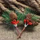 Plant Branch Artificial Pine Pick Ornaments Fake Berries Christmas Wreath Decor