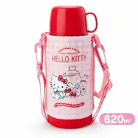 在飛比找樂天市場購物網優惠-小禮堂 Hello Kitty 彈蓋不鏽鋼保溫瓶附水壺袋《粉