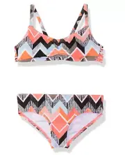 Billabong Girls Zigginz Crossback Two Piece Swimsuit Multicolor Size 10 5271