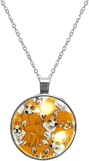 [Diusye] Necklaces for Women, Corgi Dogs Animal Print Stainless Steel Pendant Necklace Jewelry Birthday Anniversary Wife Girls Friends Gift