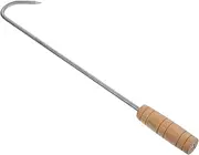 Milisten Wooden Handle Barbecue Hook BBQ Turner Hooks Stainless Meat Hooks BBQ Meat Hook Flipper Barbecue Hooks Meat Puller Barbecue Grill Accessories Butcher Meat Hook 201 Stainless Steel