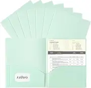 Aegero Plastic Folders with Pockets (7 Pack, Light Green), Durable Heavy Duty File Folders with Business Card Slot, 2-Pocket Folder for Schoolwork & Office,Letter Size
