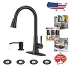 Matte Black Kitchen Faucet with Pull-Down Sprayer & Soap Dispenser - 3 Modes