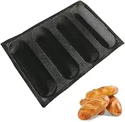 Silicone French Baguette Pan, Perforated Baking Bread Pan, Mini 4 Loaf Sandwich Mold Non-Stick Hotdog Bun Baking Liners
