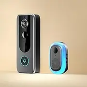 Smart WiFi Doorbell, with HD Security Camera, Real-time Remote Monitoring, Motion Alerts and Video Recording, Night Vision, Ultra-Long Standby, Rainproof
