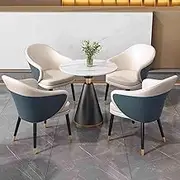 HOLGVE Negotiation Table and Chair Set, Slate Table Top Office Reception Room Club Table, Coffee Kitchen Dining Shops Meetings Small Round Tables,(Blue,27.5in/70cm)