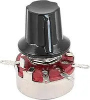 Aexit 10K (Control electrical) ohm 2W Carbon Potentiometer WTH118 5.9mm Round Shaft Rotary Taper (34ry507qf356) w Knob