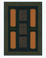 305' x 425' | Machine Washable Runner Rug | Kid & Pet Friendly | Indoor Rug | Architectural Digest Nerissa Teal & Gold Rug | Ruggable
