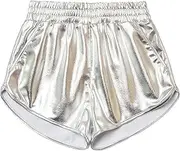 [Perfashion] Girls Metallic Shorts Sparkly Shiny Hot Pants Gold/Silver/Pink Outfit
