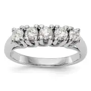 0.58ct. CZ Solid Real 14K White Gold 5-Stone Wedding Band Ring