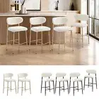 Oikiture 2/4X Bar Stools Kitchen Stool Counter Chair White Boucle Fabric