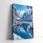 Framed Canvas Blue Winter Morning at Lake Wall Art - Perfect for Living Room