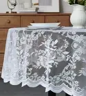 Warm Home Designs 60 x 84 Lace Tablecloth. White Oval Tablecloth with English Ro