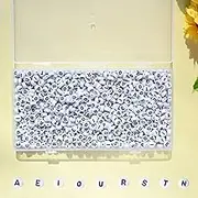 700 PCS Vowels Letter Beads for Bracelets,A E I O U R S T 4x7 mm Box White Bulk Round Acrylic Vowels Alphabet Beads for Jewelry Making Beads DIY Bracelet Stuff