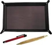 Chevrolet Choco Color Cowhide Leather Pen Tray Metal Touch Stick Red and Maple Wood Axis Retro Ballpoint Pen Set TRATYO-ALR-HS47S