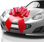 Big Car Bow 30 inch, Giant Huge Birthday Red Gift Bow for Car, with 2 Suction Cups Christmas Tree Topper Decor (Red)