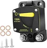 Eigell Circuit Breaker Waterproof 12V- 48V DC Manual Reset Switch for Audio Vehicles Marine Solar System Car, 150A