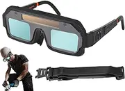 [Generic] Auto Darkening Welding Glasses | Eye Protection Goggles,3-Level Dimming UV Protection Eyewear for Industrial Work Plasma Cutting