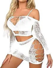 [Generic] Silk Lingerie Skirt Women Sexy Lingerie Sleepwear Nightwear Sheer Lingerie Set Night Bra Bust up