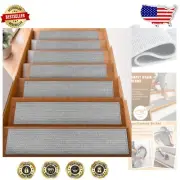 Comfortable Non-Slip Stair Treads for Wooden Stairs - Machine Washable, 7-Pack