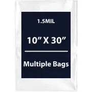 1.5Mil 10" X 30" | LDPE Clear Flat Poly Bags, Flexible & Durable | Multiple Bags