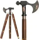 Vintage Foldable Wooden Walking Stick with Axe Handle Ideal Gift for Men & Women