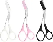 2-in-1 Eyebrow Scissors with Comb, Stainless Steel Trimmer Set, Beauty Tool for Men and Women, 3 Pieces