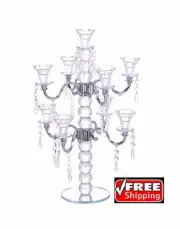 HUNTINGTON CRYSTAL CANDELABRA TAPER 9 X CANDLE HOLDER