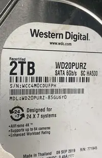 在飛比找露天拍賣優惠-二手故障WD Purple WD20PURZ 2TB 3.5