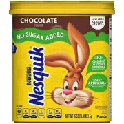NESTLE Nesquik Chocolate Nutritions Powder Mix, No Sugar Added, Kosher, 16 oz