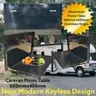 CARAVAN FOLDOUT TABLE PICNIC TABLE BLACK ALUMINIUM MOTORHOME CAMPERVAN TABLE
